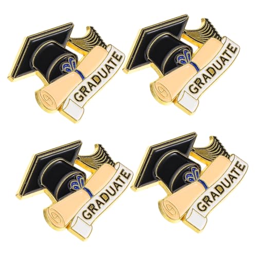 SOLUSTRE 4 Stück Graduierungsbrosche Schulstifte College -abschlussfrauen Abschlussdenkmal Cap Lapel School Abschlusskappenstifte Abschluss Ihr Abschlussnadeln Abschlusszauber Legierung von SOLUSTRE