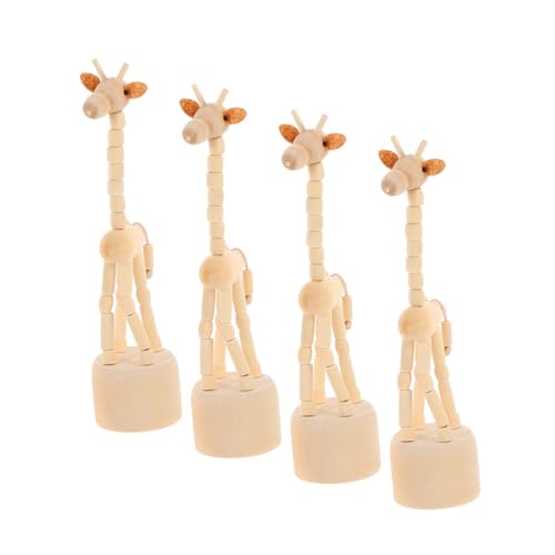SOLUSTRE 4 Stück Handgefertigte Holz Giraffen Fingerpuppen Kleine Tierfiguren im Retro Stil Tragbare Holzfiguren zum Schieben Deko für Wohnzimmer Kinderzimmer und Reise von SOLUSTRE
