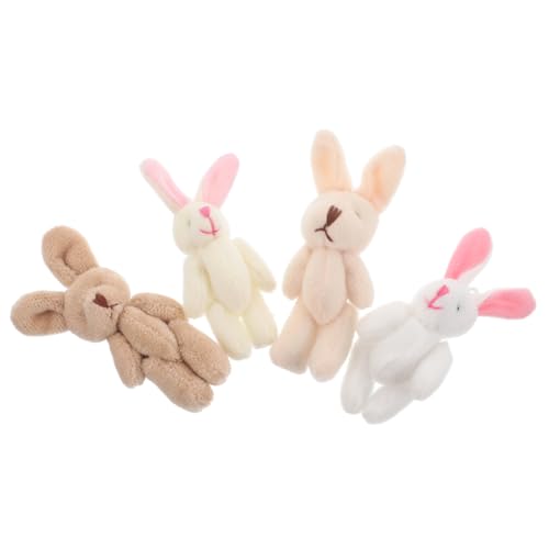 SOLUSTRE 4 Stück Plüschtier DIY Häschen Ornament DIY Häschen Material Mini Plüsch Stofftier Anhänger Thema Handarbeit Niedliches Häschen Basteln DIY Ornament Kaninchen Puppe Anhänger von SOLUSTRE