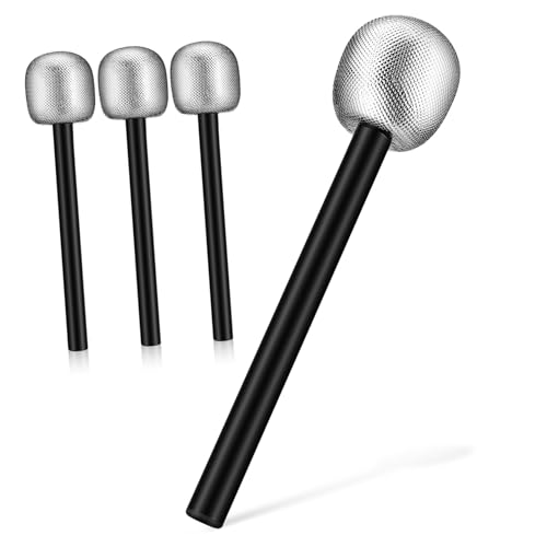 SOLUSTRE 4 Stück Realistische Spielmikrofon Requisiten Leichte Bühnenmikrofone für Kostüm Karaoke Foto Requisiten Vielseitig Einsetzbar für Party Silberne Simulation Bühnenmikrofone von SOLUSTRE