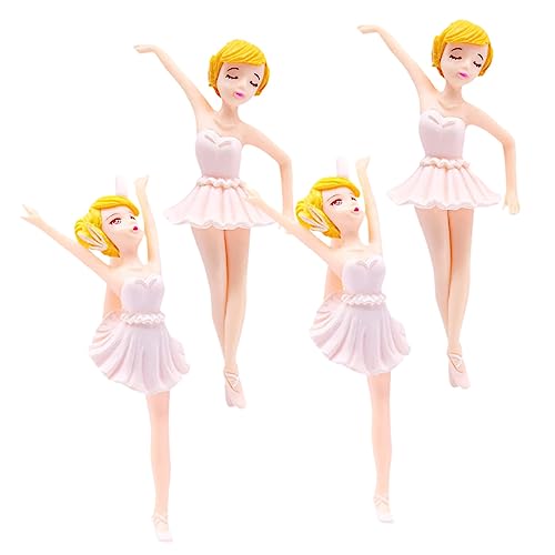 SOLUSTRE 4 Stück Teiliges Ballerina Cake Topper Tanzende Mädchen Tortendeko Wiederverwendbare Weiße Figuren Geeignet für Geburtstags und Tanzparty Dekoration von SOLUSTRE