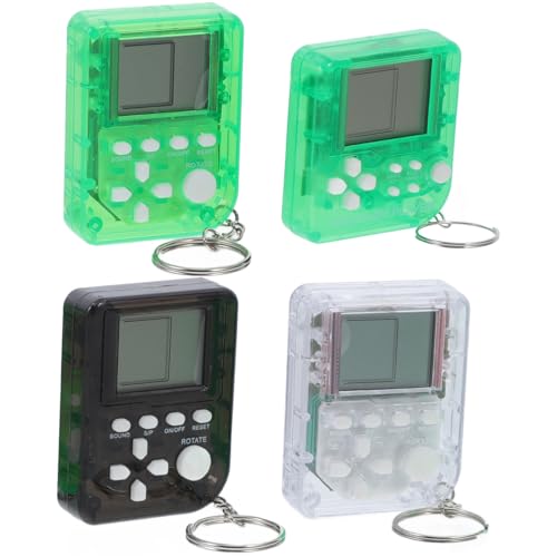 SOLUSTRE 4 Stück Teiliges Mini Handheld Spielkonsole Schlüsselanhänger mit Leuchte Tragbare Retro Spielkonsole für Unterwegs Partygeschenke und Dekoration in Verschiedenen Zufällige Farbe von SOLUSTRE