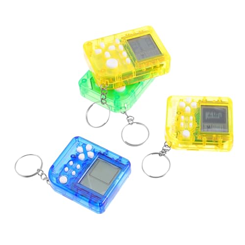 SOLUSTRE 4 Stück Teiliges Mini Spielkonsolen Schlüsselanhänger Tragbare Retro Game Gerät mit Tasten Hängende Dekoration und Leicht für Unterwegs Multifunktional als Zufällige Farbe von SOLUSTRE