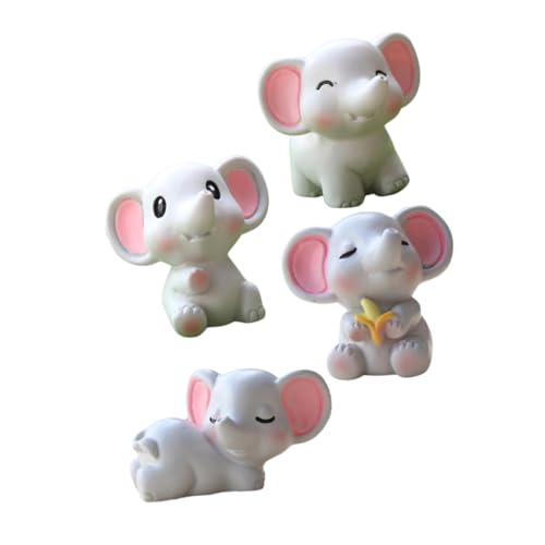 SOLUSTRE 4 Stück Teiliges aus Robustem Harz Handbemalt Bunte Cartoon Tierfiguren für Schreibtisch Garten Süße Kleine Tierstatuen als für Büro und Zuhause von SOLUSTRE