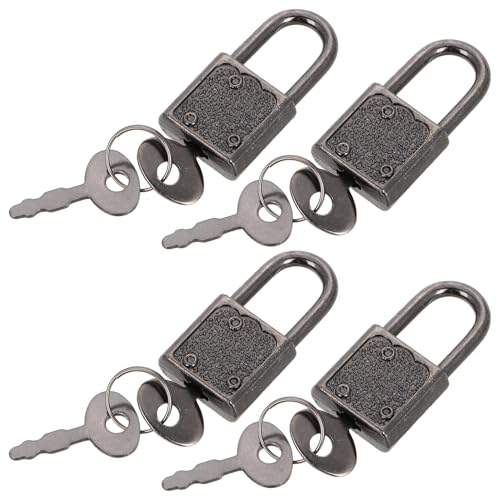 SOLUSTRE 4 Stück Vorhängeschlösser Kleine Schlösser süßes Vorhängeschloss Vintage Schloss und Schlüssel Schrankschlösser mit Schlüssel kleines Vorhängeschloss Eisen Black von SOLUSTRE