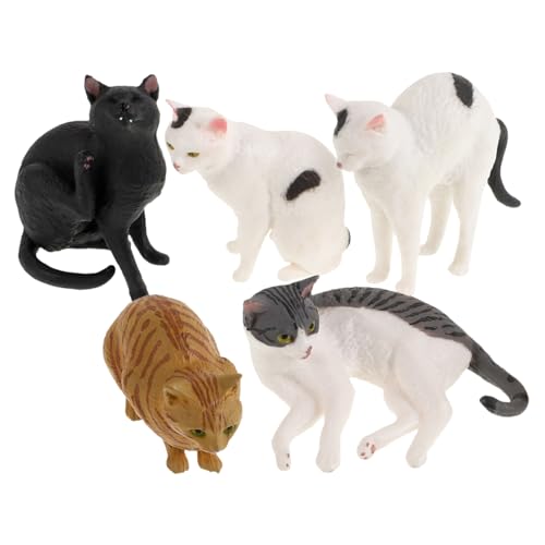 SOLUSTRE 5 Stück Simulationskatzenmodell getigert Kind Katzenfiguren Mini Mädchen realistisches Kätzchen Kuscheltiere Katze realistisches Katzenspielzeug süße Katzenfiguren PVC von SOLUSTRE