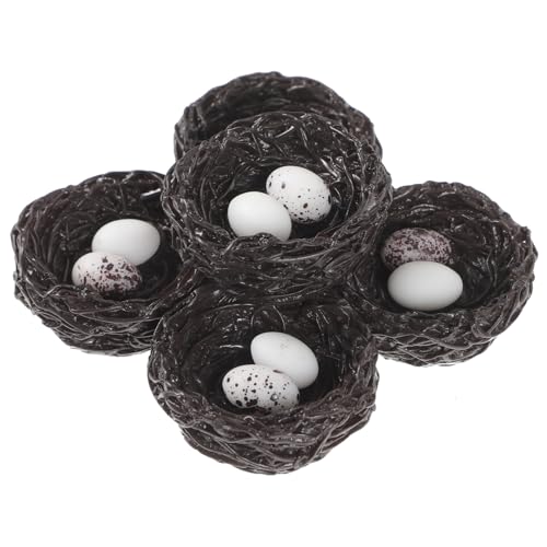 SOLUSTRE 5 Stück Teiliges Resin Vogel Nest Modell mit Realistischem Design Künstlichen Eiern Leichtes Garten Deko für Mini Landschaften und Vogelhäuschen Gestaltung von SOLUSTRE