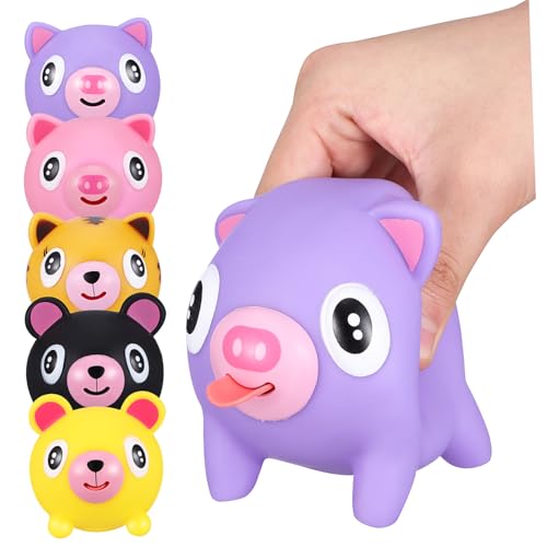 SOLUSTRE 5 Stück Teiliges Tier Squeeze Toys Schwein und Bär Weiche Kleine Stressbälle zum Drücken Tragbar und Langlebig Lustiges Fidget für Erwachsene von SOLUSTRE