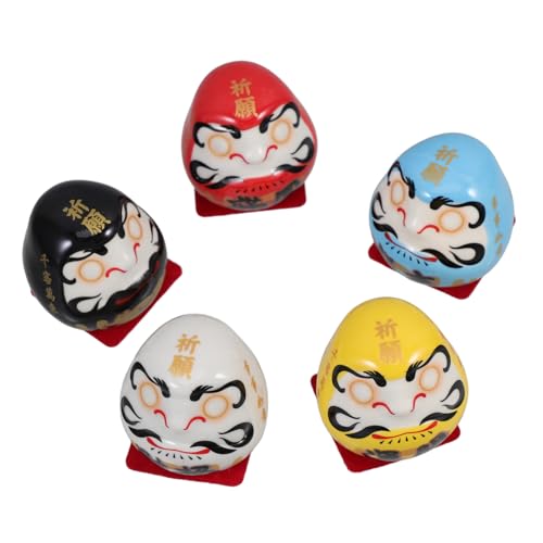 SOLUSTRE 5 Teiliges Set Keramik Dharma Ei Wohnkultur Glück Auto Schreibtisch Zubehör Schreibtisch Skulptur Puppen Auto Dashboard Ornament Keramik von SOLUSTRE