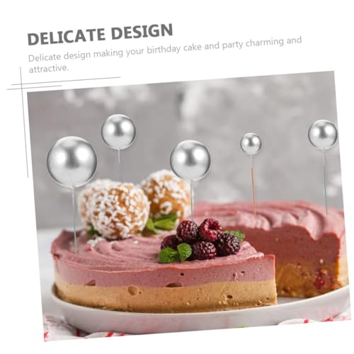 SOLUSTRE 50 Stück Cake Picks aus Schaumstoff Dekorative Kugeln Silber und Gold Vielseitige Tortendeko für Geburtstag Cupcake Dessert und Party DIY Cake Insert Festliche Tischdekoration von SOLUSTRE