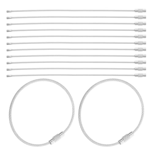 SOLUSTRE 50 Stück Draht-Schlüsselanhängerkabel, PVC-beschichtet, Schlüsselringkabel, Gepäckanhänger, Schlaufen, Verbinder für Gepäck, Schlüsselringe und Küchenutensilien von SOLUSTRE