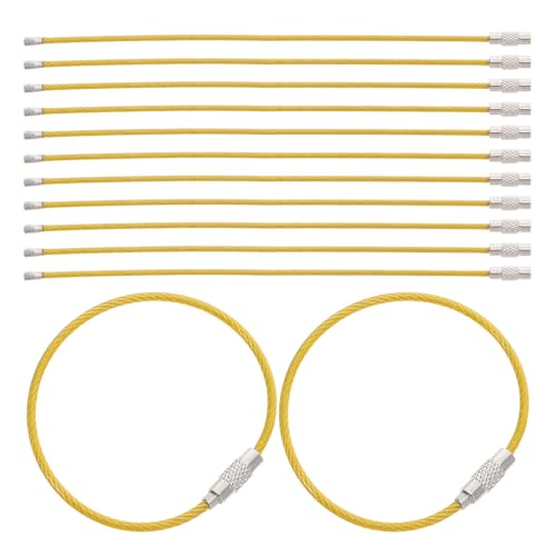 SOLUSTRE 50 Stück Draht-Schlüsselanhängerkabel, PVC-beschichtet, Schlüsselringkabel, Gepäckanhänger, Schlaufen, Verbinder für Gepäck, Schlüsselringe und Küchenutensilien von SOLUSTRE