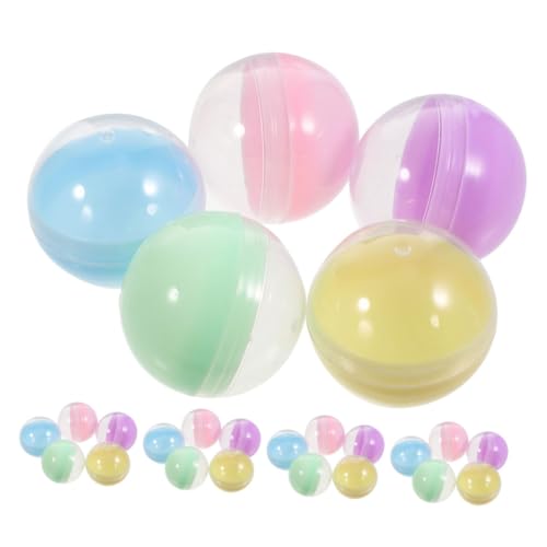 SOLUSTRE 50 Stück Teiliges Halbtransparente Macaron Farbige Kunststoffkapseln Rundbehälter für Automaten Aufbewahrung DIY Bastelbedarf Kinderzimmer Dekoration von SOLUSTRE