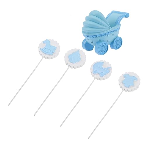 SOLUSTRE 5Stücke Teiliges Kinderwagen Kuchen Niedliche Babyparty Dekoration Für Geburtstagskuchen Babykleidung Flasche Und Holzspielzeug Topper Kuchendekoration von SOLUSTRE