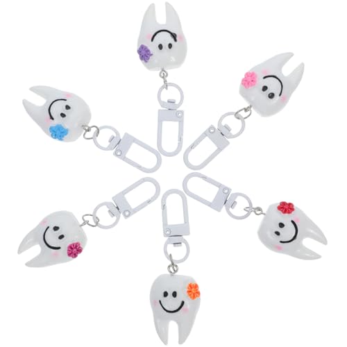 SOLUSTRE 6 Stück Kleiner -schlüsselanhänger Ornament Pop Komisch Zähne Dekoration Für Charme Geburtstag Reiz Süß Schlüsselanhänger in Zahnform Mädchen Lächeln Schnecke Jungs von SOLUSTRE