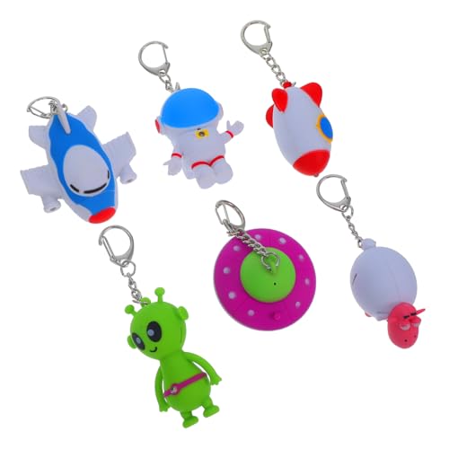 SOLUSTRE 6 Stück LED Taschenlampe Schlüsselanhänger Teiliges mit Tier Blinkend Sound Robuste und Kompakte Spielzeuganhänger Kinderfreundlich und Langlebig für Kindergeburtstag und von SOLUSTRE