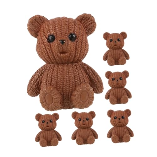 SOLUSTRE 6 Stück Teddybären -Ornamente kleine Bären Mini -Figur süße Tierfigur Bärenfiguren Bär Figur Minibär PVC von SOLUSTRE