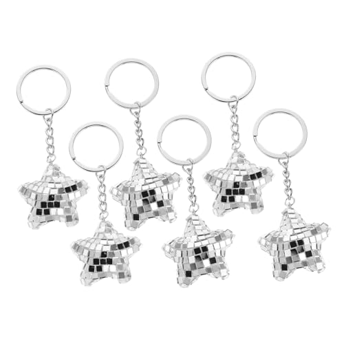 SOLUSTRE 6 Stück Teiliges Spiegelnder Stern-schlüsselanhänger mit Reflektierender Oberfläche Vielseitiger Disco Ball Anhänger für Taschen und Autoschlüssel Praktisches Party-dekor mit von SOLUSTRE