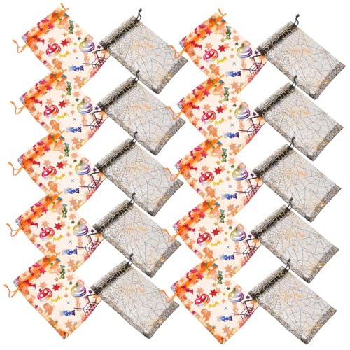 SOLUSTRE 60stücke Kürbis-bonbontüten Aus Schwarze Goodie Bags Goody Bags Mit Netzbeutel Und Kordelzug Halloween-süßigkeiten-schmuckbeutel Organzabeutel Für Snacks Und Spielzeug von SOLUSTRE
