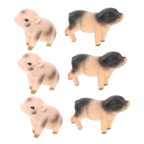 SOLUSTRE 6stücke Schweinefiguren Aus Harz Realistische Miniatur-schweinestatuen Als Spielzeug Und Bauernhoftierdekoration Für Feengärten Und Tischdekoration von SOLUSTRE