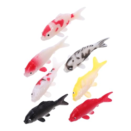 SOLUSTRE 7 Stück Teiliges Koi Fisch Realistische Farbige Kunststoff Figuren Schwimmende Miniatur Goldfische Faderesistente Aquarium und Feengarten Dekoration Einfach zu Platzieren Lebendige von SOLUSTRE