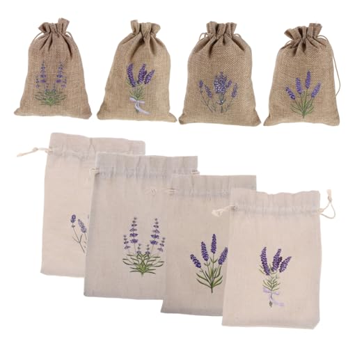 SOLUSTRE 8 Stück Lavendelsäckchen aus Atmungsaktivem Jutestoff Leere Robuste Canvas Zuziehbeutel mit Kordelzug Vielseitig für Schmuck Gewürze Süßigkeiten Aufbewahrung Kleiderschränken von SOLUSTRE
