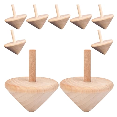 SOLUSTRE 9 Stück Holzkreisel Holzkreisel Zum Bemalen Holzkreisel Basteln Holzkreisel Holzkreisel Mit Fingerspitzen Holzkreisel Beige von SOLUSTRE