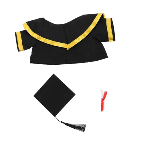 SOLUSTRE Abschluss Bär Outfit Bären Puppenkleidung Abschluss Outfit Für Kuscheltiere Kuscheltiere Plüschkostüm Abschlusshut Papier Schwarz von SOLUSTRE