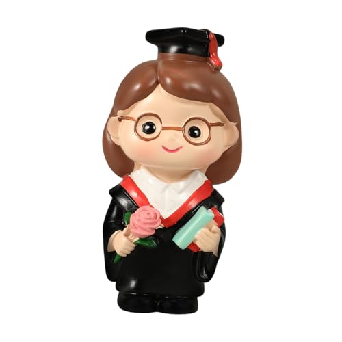 SOLUSTRE Abschlussfeier Cake Topper aus Robustem Resin Niedliche Doktorin Figur als Tortendekoration Graduation Cake Pick für Festliche Kuchen und Partydekoration von SOLUSTRE