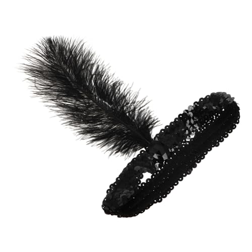 SOLUSTRE Carnival Feder Haarschmuck Damen Faszinator Schwarz Feder Stirnband Party Kopfschmuck Elegant für Hochzeit Teeparty Kostüm Auffällig und Bequem von SOLUSTRE