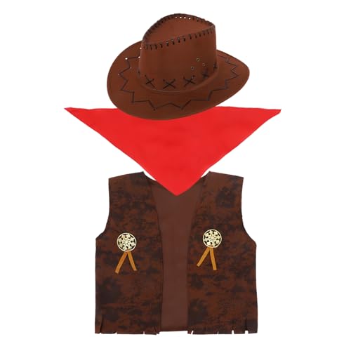 SOLUSTRE Cowboy-Outfit Für Kinder Cowboy Hat Cowboy Quaste Weste Für Halloween Cosplay Western Kostümzubehör Brown 115-130 M SOLUSTRE Cowboy-Outfit Für Kinder Cowboy Hat Cowboy Quaste Weste Für Halloween Cosplay Western Kostümzubehör Brown 115-130 M von SOLUSTRE