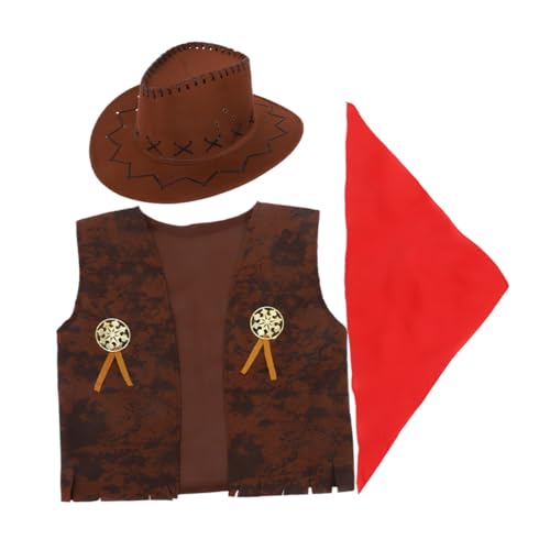 SOLUSTRE Cowgirl Kostüm Set für Western Outfit mit Bandanna Weste und Hut Weiches Material Bequemes Tragen für Halloween Karneval und Western Partys von SOLUSTRE