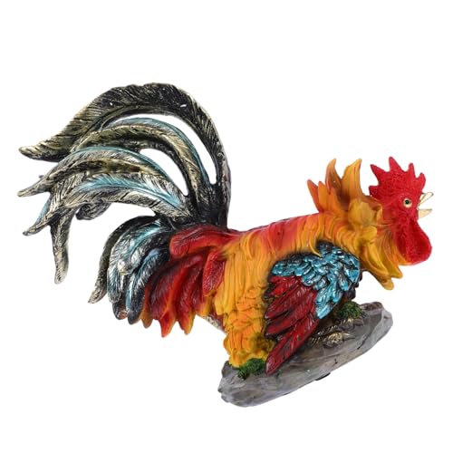 SOLUSTRE Dekorativer Garten Hahn Figur Resin Skulptur Wetterfest für Terrasse Balkon und Innenbereich Naturgetreues Hahnenmodell als Ländliche Gartendeko Vielseitig Einsetzbar als und von SOLUSTRE