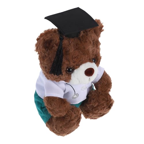 SOLUSTRE Doktorabschlussbär Kuscheltier Abschlusstier-Plüschspielzeug für Absolventen Grad-Puppe ausgestopfter Doktorbär Doktorbär-Abschluss PP Baumwolle Brown von SOLUSTRE