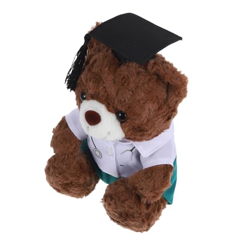 SOLUSTRE Doktorabschlussbär Kuscheltier Herzlichen Glückwunsch, Absolvent, Tierpuppe Plüsch-Doktorbär Plüschbär in Arztuniform Abschluss-Stofftier Grad-Puppe PP Baumwolle Brown von SOLUSTRE