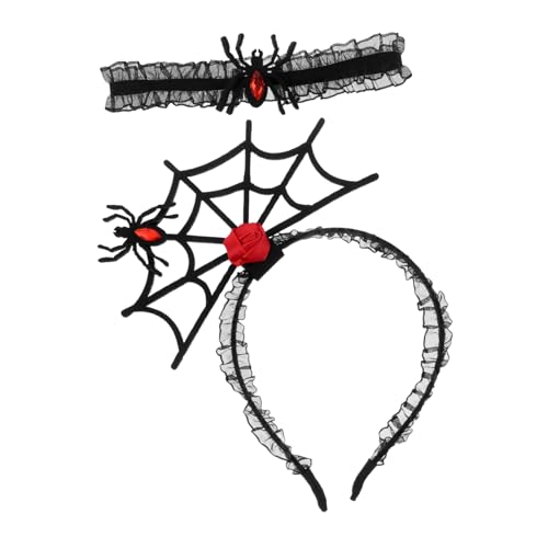 SOLUSTRE Halloween Haaraccessoires Set Leichtes Spinnen Stirnband und Choker Wiederverwendbar für Familienfeste Kostümparty Vielseitig Kombinierbar Komfortabel und Auffällig für Halloween von SOLUSTRE