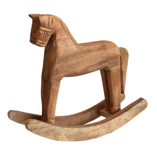SOLUSTRE Kiefernholz -Schaukelpferd Steckenpferde Reiter Mädchen klein Sachen Party Desktop-Ornament Steckenpferd Modellierschmuck Urlaubsornamente Holzpferd hölzern Beige von SOLUSTRE