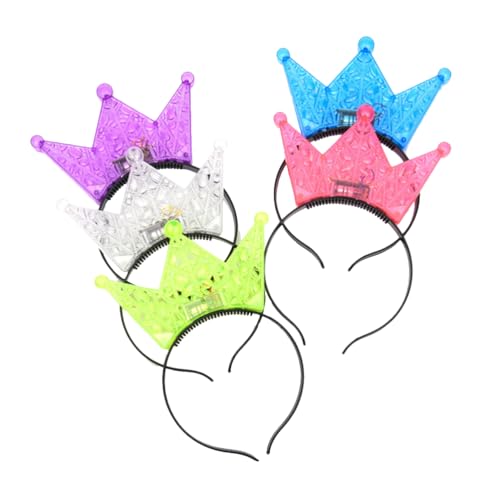 SOLUSTRE Krone Leuchten Led Blinkendes Leuchtendes Kronenstirnband 5 Leuchtende Kronen LED Glänzendes Stirnband Krone Kopfbedeckung Partyzubehör Niedliches Leuchten Geburtstags Kronen von SOLUSTRE