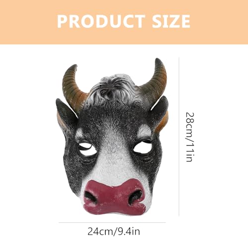 SOLUSTRE Kuh-cosplay-maske – Realistische Tierkopf-maskenballmaske, Pu-kostüm-requisite für Halloween, Karneval, Party, Mehrfarbig, 28,9 X 24,9 X 7,9 Cm von SOLUSTRE