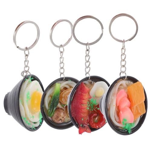 SOLUSTRE Lebensmittel- Schlüsselanh?nger 4Pcs Lebensmittel Keychain Ramen Schlüssel Ringe Schlüssel Halter Tasche Anh?nger Mini Spielzeug Party Favors Küche Puppenhaus Zubeh?r für Jungen ?dchen ( von SOLUSTRE