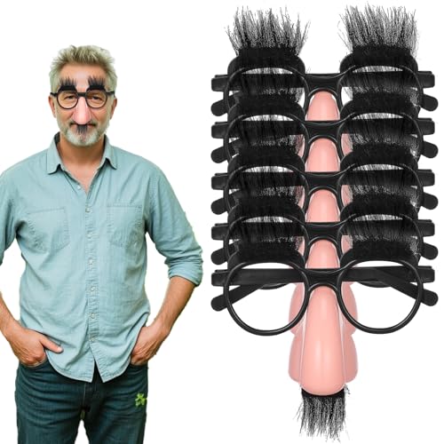 SOLUSTRE Lustige Brille Mit Großer Nase – 6 Stück Halloween-Brillen Mit Nase Augenbrauen Und Bart Neuartiges Kostüm 4. 72 Zoll Große Brille Für Cosplay-Requisiten Für Alte Männer von SOLUSTRE