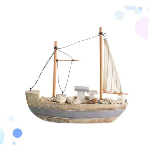 SOLUSTRE Mediterranes Segelboot Ornament aus Holz Handgefertigtes Tischdekor Rustikale Küsten deko für Wohnzimmer Büro und Strand Motto Nautisches Holzmodell für Heimdekoration von SOLUSTRE