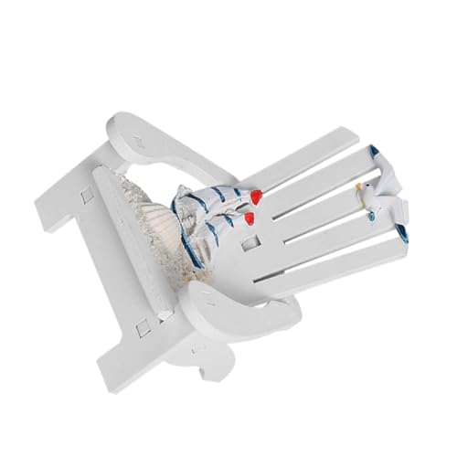 SOLUSTRE Miniatur Nautischer Strandstuhl Modell Stabiler Mini Beach Chair Mediterrane Weiße Miniatur Strandliege für Puppenhaus und DIY von SOLUSTRE
