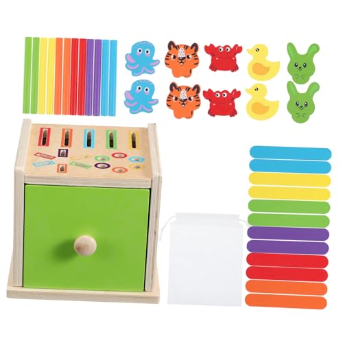 SOLUSTRE Montessori Holzspielzeug Farb und Formsortierer Teiliges mit Bunten Holzstäbchen und Tiermotiven Fördert Feinmotorik Hand Auge Koordination und Logisches für Kleinkinder von SOLUSTRE