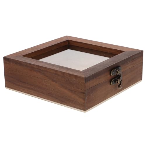 SOLUSTRE Schmetterlings-probenhalter Aufbewahrungskoffer Aus Holz Deckel Schattenboxen Proben-präsentationsrahmen 15 X 15 X 5 Staubdicht Und von SOLUSTRE