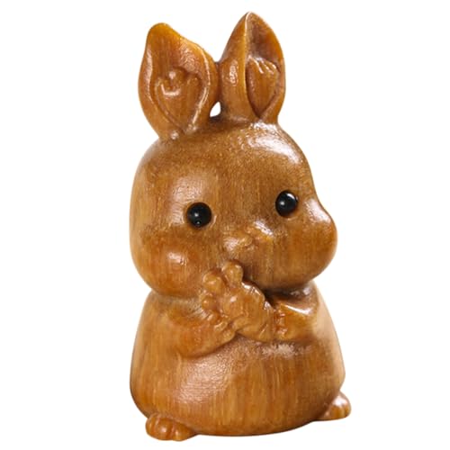 SOLUSTRE Natürlicher Sandelholz Kaninchen Anhänger Retro Holzfigur DIY Schlüsselanhänger Hängedekor Charm Geschenkidee für Familie Freunde von SOLUSTRE