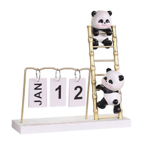 SOLUSTRE Panda Flip Tischkalender Retro Schreibtischkalender Kompakter Büro Kalender mit Datumsanzeige Kreative Tischdeko Geschenkidee für Zuhause und Arbeitsplatz von SOLUSTRE