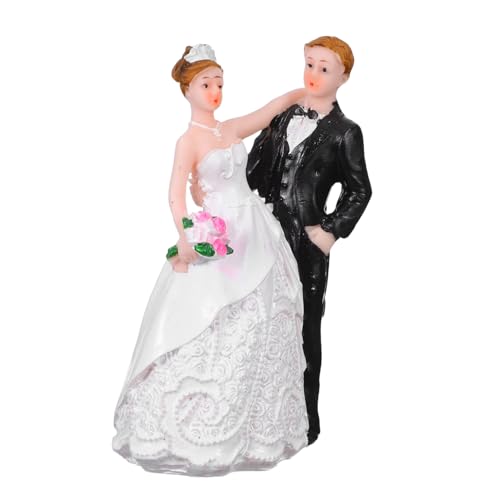 SOLUSTRE Romantische Hochzeitsfigur Braut Bräutigam Resin Statue Hochzeitstorte Dekoration Vielseitig als Jubiläum Verlobung Brautparty Ornament Elegant und Künstlerisch Gestaltet von SOLUSTRE