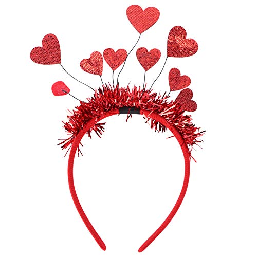 SOLUSTRE Rotes Herz Stirnband Mit Herz Haarband haarreifen Herzen Karneval Pailletten Haarreif für Damen Mädchen Kinder Kopfschmuck Amor Kostüm von SOLUSTRE