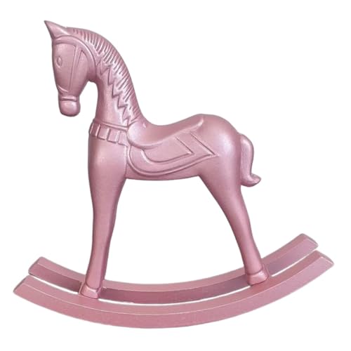 SOLUSTRE Schaukelpferd Kleiner Pferdestuhl Tischskulpturen Als Heimdekoration Rosa Hölzern von SOLUSTRE